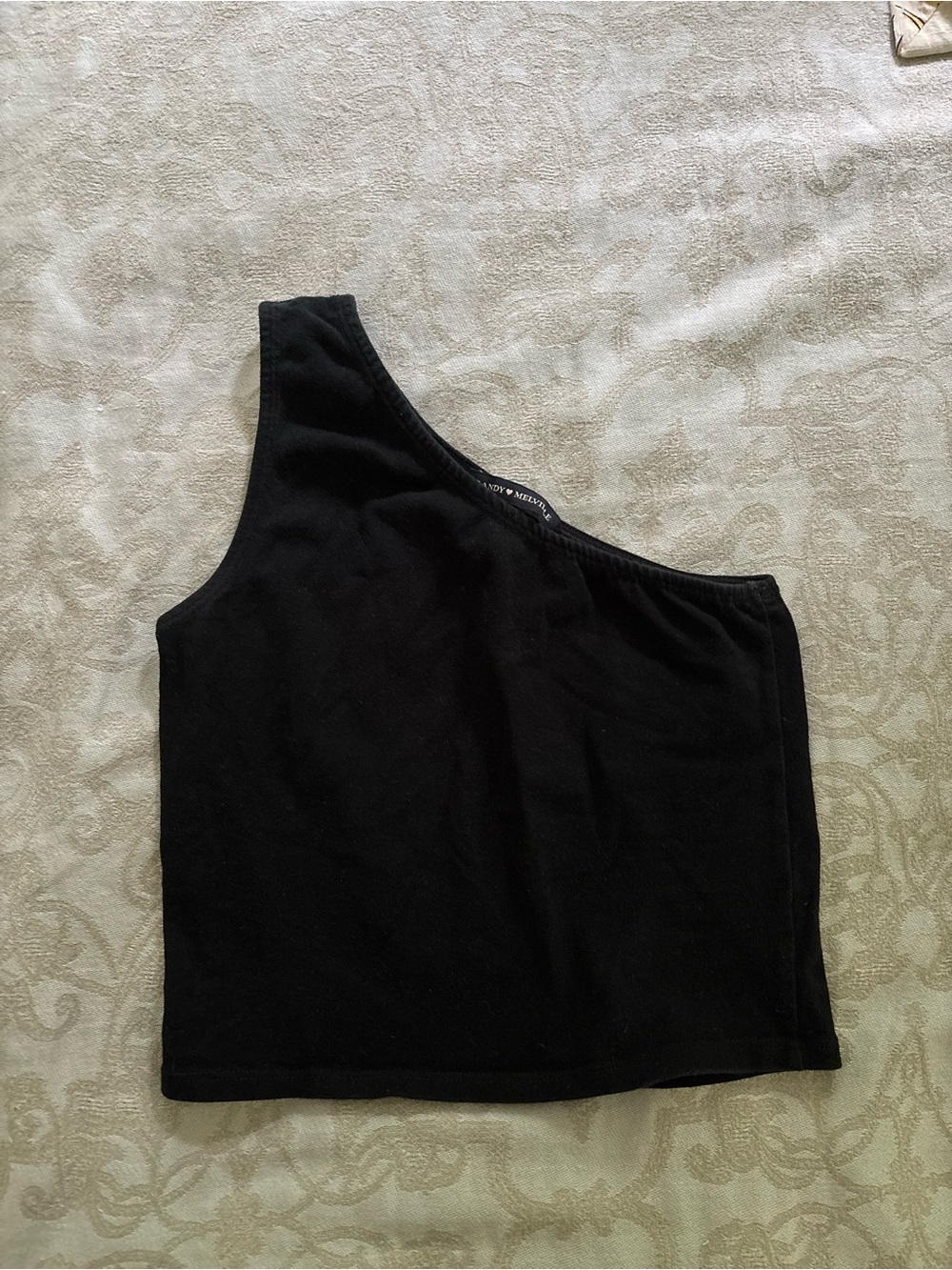 Brandy Melville Black One-Shoulder Tank Top